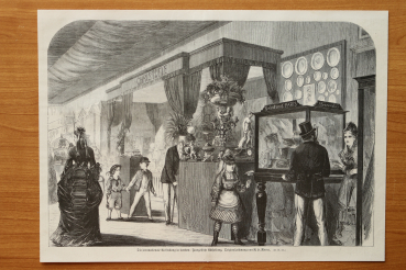 Holzstich London 1871 internationale Ausstellung Französische Abteilung Großbritannien